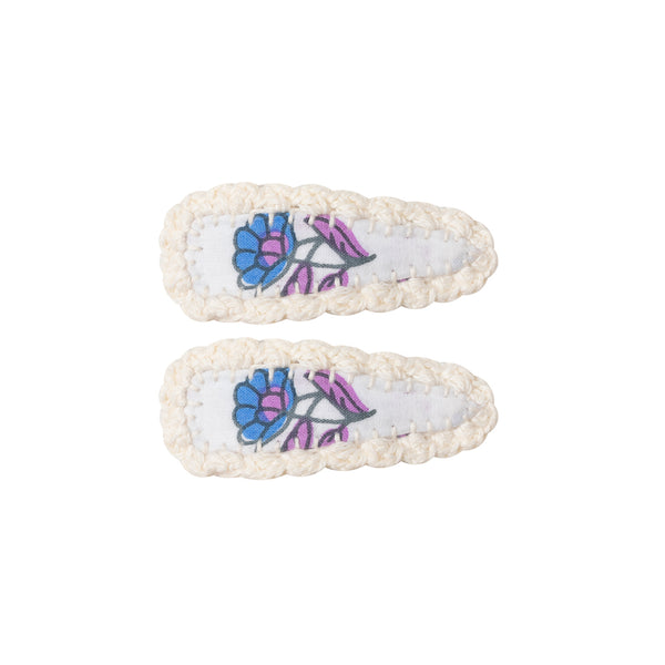 Crochet Trim Hair Clip Little Flower -2pc