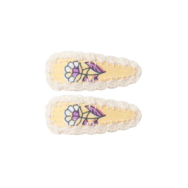 Crochet Trim Hair Clip Little Flower -2pc