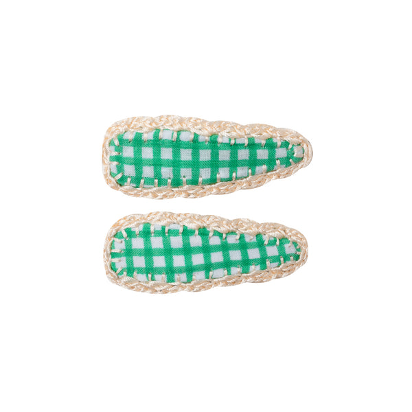 Mini Vichy Crochet Trim Hair Clip- 2pc