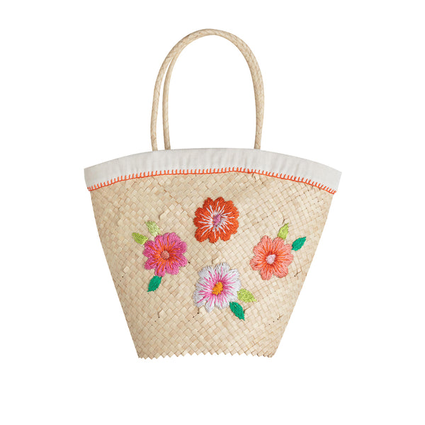 Flower Embroidered Basket