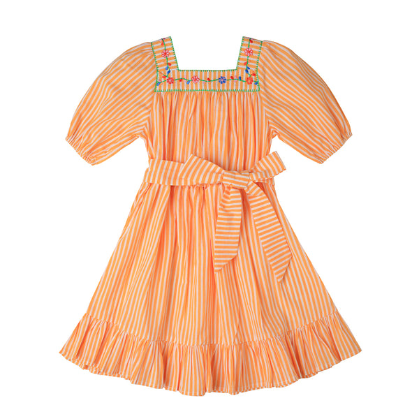 Solange Embroidered Dress Stripe