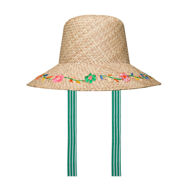 Embroidered Straw Hat