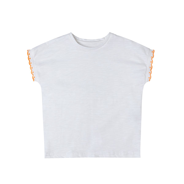 Simple Embroidered Trim T-shirt